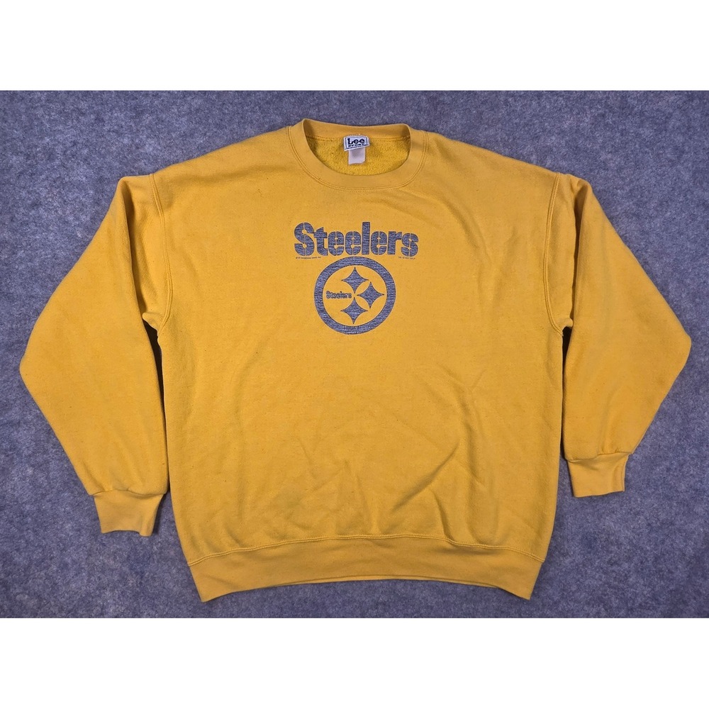 Vintage 2001 Lee Sport Pittsburgh Steelers Sweatshirt Yellow NFL Mens XL